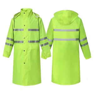 Dài Chiều Dài huỳnh quang không thấm nước Làm Việc Coat khả năng nhận diện cao Workwears An Toàn Giấu Mui Xe Nhấp Nháy Trùm áo mưa