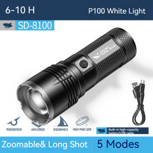 Smiling Shark SD8100 Flashlight Small Portable Torchlight Zoomable Rechargeable Waterproof Flash Light for Camping Outdoors