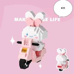 Lego Mainan Balok Susun Karakter Cute Bersepeda kuromi Mainan Anak Lotso / Mainan Edukasi DIY Balok Blok Pink Bear / Nano Block Hiasan Bunga Flowers Lego 3D Puzzle Brick Mini