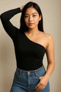 Mira top Elegant One-Shoulder Double lining Blouse with sizes xs-xxxl