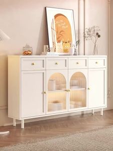 Ultra Thin 20cm Dining Cabinet Milk Oil Wind Living Room Tea Water Cabinet French Style Storage Cabinet Wall Mounted Storage Cabinet Kitchen Storage Cabinet