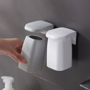 Magnetic Mouthwash Cup Wall-mounted Toothbrush Holder Rack - JustLiving PP Material, As Photo Show, Lightweight, Easy Installation
