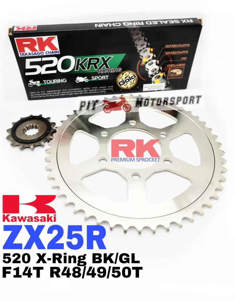 RK Sprocket Set Kawasaki ZX25R RK 520 KRX X-Ring Black / Gold