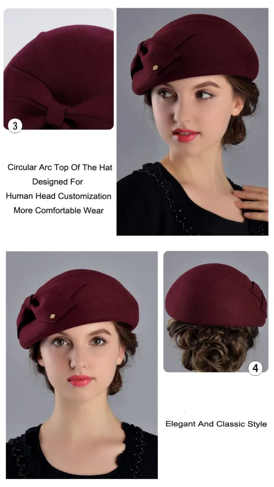 FS French Berets Caps For Women Fashion 100 Wool Felt Fedora Hat