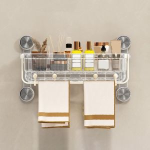 MICANGP Gắn tường Kệ tắm có giác hút Tiết kiệm không gian Dung tích lớn Bộ tổ chức vòi sen Bền bỉ Nhựa Giá đỡ lưu trữ toilet cho Gia đình