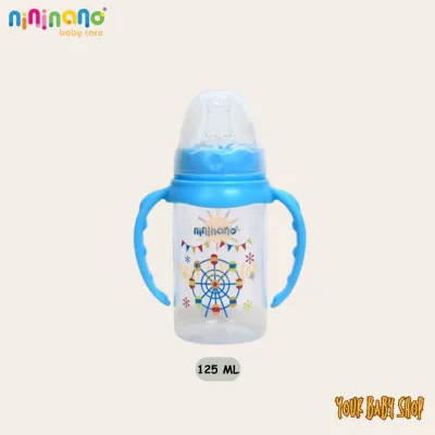 Botol Dot Susu Bayi NiniNano Handle Feeding Baby Bottle Reguler Nipple Bulat Slim Neck BPA Free 125ml dan 250ml