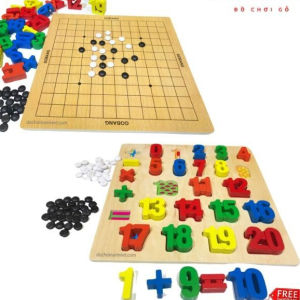 Đồ chơi ghép chữ cái và số kèm cờ cá ngựa cờ vây bằng gỗ bảng ghép hình chữ số thông minh giải trí giáo dục cho bé