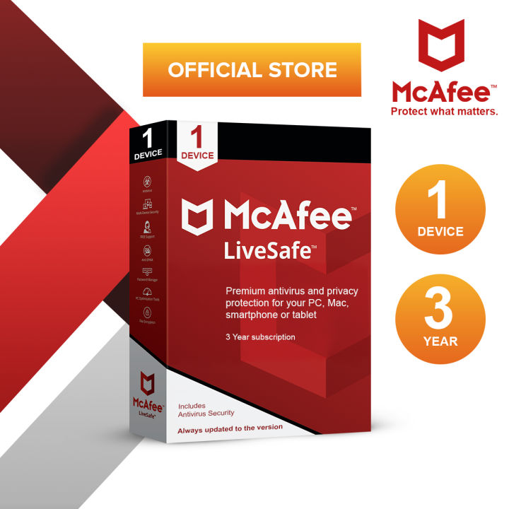 McAfee LiveSafe 3 Year 1 Device Lazada