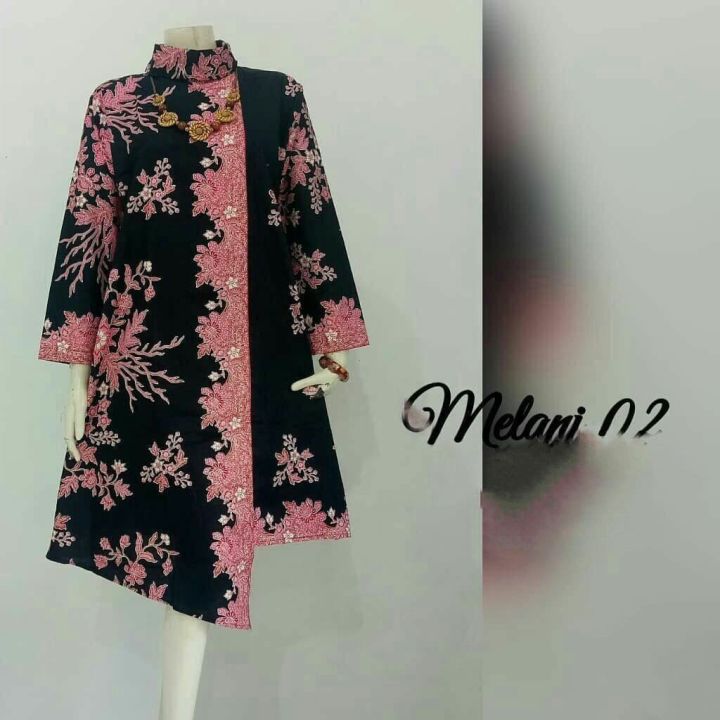 TUNIK BATIK WANITA MUSLIMAH LENGAN PANJANG ATASAN BATIK WANITA MODEL ...