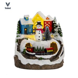 Musical Resin Garden Statues with Lights Christmas Village Figurines for Holiday Cheer
