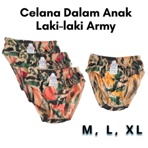 Celana Dalam Anak Laki Laki Sowan CD Balita & SD Motif Army 3-12 pcs