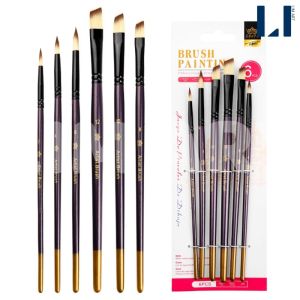 Bộ 6 cọ vẽ màu nước acrylic sơn dầu thân gỗ nhiều kích cỡ LIM ART