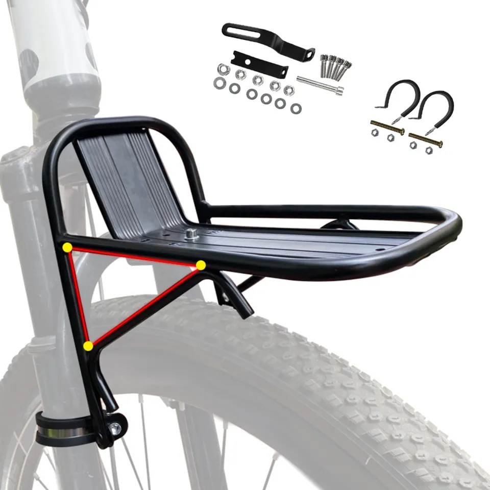 WBMOON Bicycle Front Fork Fixed Clip Lightweight Bike Front Rack Carrier  Luggage Shelf for Trip Cycling Outdoor Road Bike Folding Bike