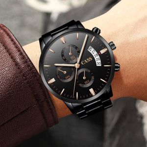 Jam Mewah Pria Tahan Air Jam Tangan Pria Bisnis Sederhana Tahan Air Kalender Bercahaya