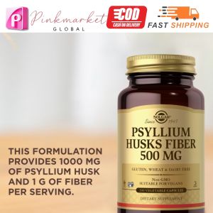 Solgar Psyllium Husks 500mg (200 Veggie Caps) - Soluble Fiber for Constipation Relief