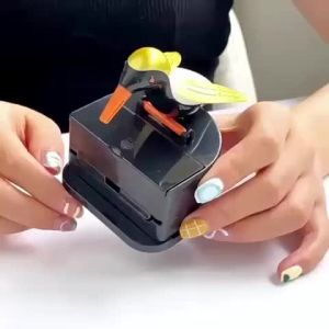 [Toothpick Holder] 1pc Charming Woodpecker Automatic Toothpick Dispenser/ 1000pcs toothpicks- Easy Press & Pop-Up Durable ABS Resin Black Base with White & Golden Bird Design for Home & Restaurant Use Toothpick Holder