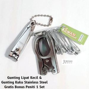 Gunting Lipat Kecil Klasik Travel Ibu Hamil Gunting Kuku Stainless Steel Gratis Bonus Peniti 1 Set - jordanmall