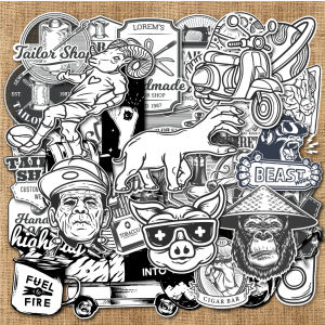 Sticker Trắng đen chống nước dán laptop điện thoại đàn guitar mũ bảo hiểm. SV153