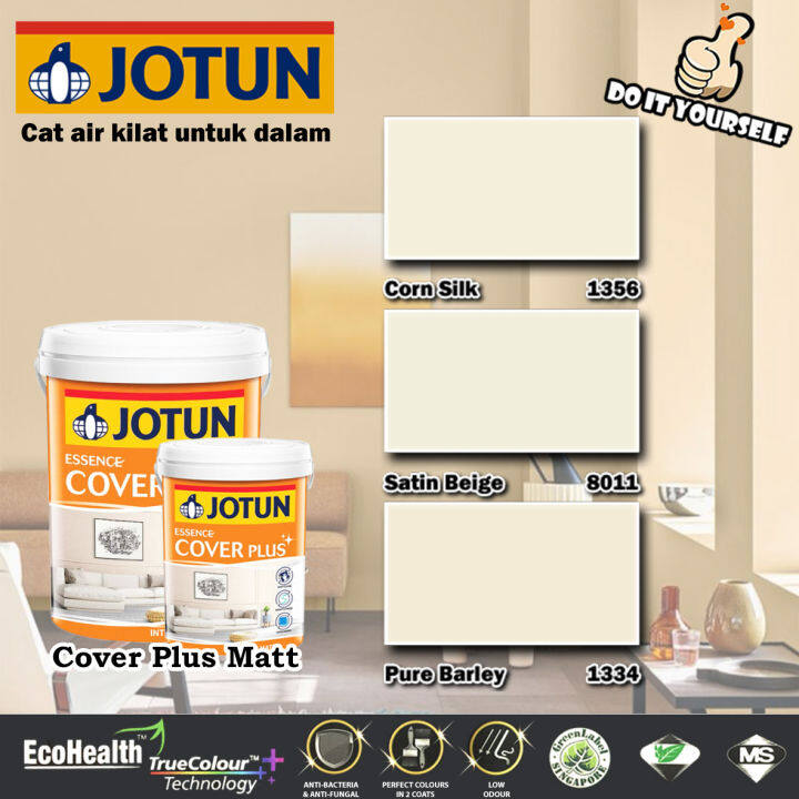 JOTUN ESSENCE COVER PLUS 1 & 5 Liter Cornsilk 1356 / Satin Beige 8011 /  Pure Barley 1334