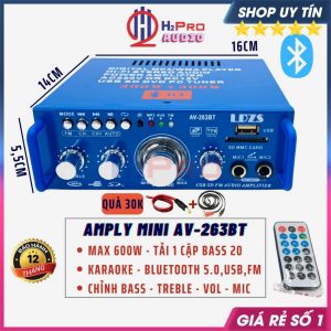 Amply Mini Bluetooth 12V Av-263Bt 600W Nghe Nhạc Bluetooth Usb-Radio Fm-Hát Karaoke Bán Hàng Rong Quà 30K-H2Pro Audio