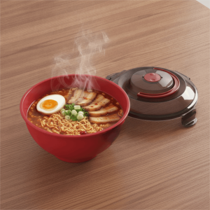 MEZCJ Leak-Proof Dormitory Instant Noodle Bowl with Dome Lid Sealed Soup Bowl Food Container Microwave-safe Ramen Bowl Student