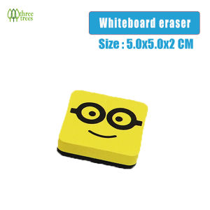 Magnetic Whiteboard Dry EraserFridge Dry Erase Board Eraser Chalkboard Cleaner Cute Face Animal Pattern Wiper School Office Supplies  For Classroom Home and Office