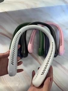summer Leaf Less Neck Hanging Small Fan USB Charging Outdoor Portable Portable Sports Neck Hanging Fan Essential for Lazy People