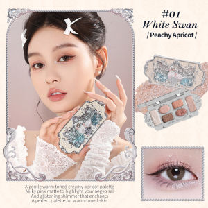 Flower Knows Eyeshadow Palette  Swan Ballet Series Six-Color Eyeshadow Long-lasting Effect Silky Powder 6.5g