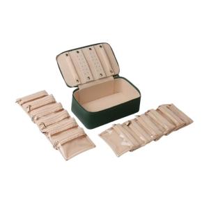 Fashionable Holder with Clear Zippered Pocket Portable PU Leather Display Box for Rings Necklaces Accessories