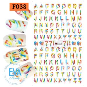 Miếng Dán Móng Tay 3D Nail Sticker Tráng Trí Hoa Văn Hoạ Tiết Chữ Viết Alphabet F038 / F170 / F171
