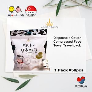 AMORTALS KOREA Compressed Face Towel Travel Pack Portable Disposable Face & Hand Towel - 50pcs/Pack