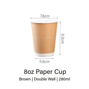 Kraft Paper Cup Disposable Double Wall Brown White Coffee Cup For Office Takeaway 8oz / 12oz Durable Eco-Friendly