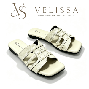 Sandal đế VELISSA bằng mũi vuông tối giản thích hợp cho trang phục thường ngày.