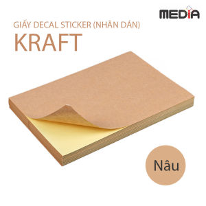 Giấy In Màu Nhãn Dán Kraft MEDIA Inkjet Khổ A4 Mặt Mờ Da Bò (Kraft Sticker) 80GSM 50/100 Tờ Xấp Dùng In Nhãn Sản Phẩm & Sticker