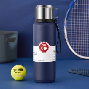 Bình giữ nhiệt inox 316 cao cấp SY-820 nắp bình là cốc uống nước khay lọc 2 lớp giữ nhiệt 12h