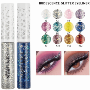 DOWNA Shiny Pigment Liquid Eyeliner 12 Colors Pearl Shimmer Metallic Eyeliner Quick Dry Colorful Eyeliner for Party Makeup