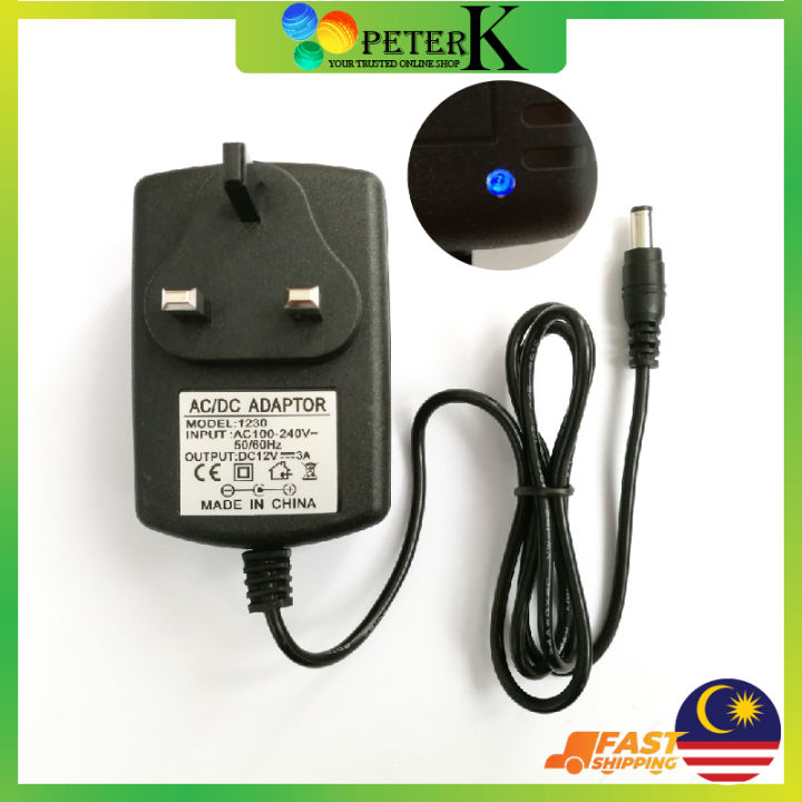12V AC 3A 2 Round Pin Power Supply Charger Adapter LED Light CCTV Camera