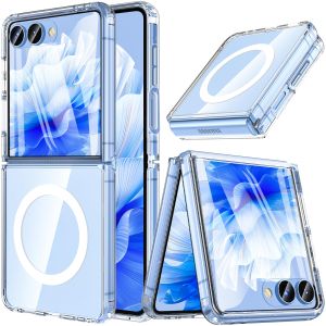 【🔥SG STOCK🔥】RICHMENTMALL Transparent Magnetic Wireless Charging Phone Case For Samsung Galaxy Z Flip 8 7 6 5 Magnetic Charging Clear Phone Cover Case