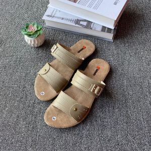 Sandal Selop Wanita Ban 2 Gesper Sandal Flat Sol Karet Non Slip