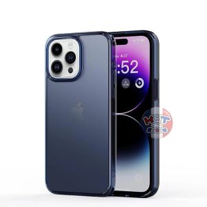 Ốp lưng nhám viền camera kim loại chống vân tay iPhone 15 Pro Max / iP 15 Pro / 15 Plus hiệu Likgus KING - Cạnh ốp cao su chống sốc va đập mặt lưng chống bẩn nút bấm kim loại