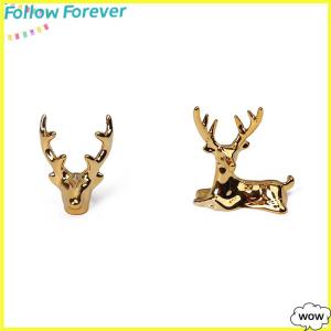 【Follow】【New Arrived】 COD รูปปั้นกวางกวางนอร์ดิกคริสต์มาสกวางเรนเดียร์อาร์ตฟิกเกอร์งานฝีมือวินเทจสีทองประดับบ้านของขวัญตกแต่งโต๊ะ