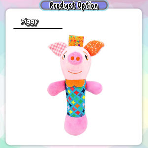 [Little B House] Soft Baby Rattles Plush Animal Infant Squeak Sound Sensory Toys 宝宝手抓棒摇铃 Mainan Rattle -BT454