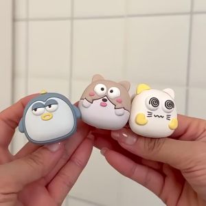 Sacesr Silicone Door Handle Impact Pad Cartoon Punch-free Wall Protector Silent Anti-Shock Door Handle Anti-collision Ring 7P3H9