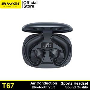 Awei T67 Air Conduction Sports Wireless Headset Long Battery Life  Bluetooth 5.3 Noise Reduction Earphone