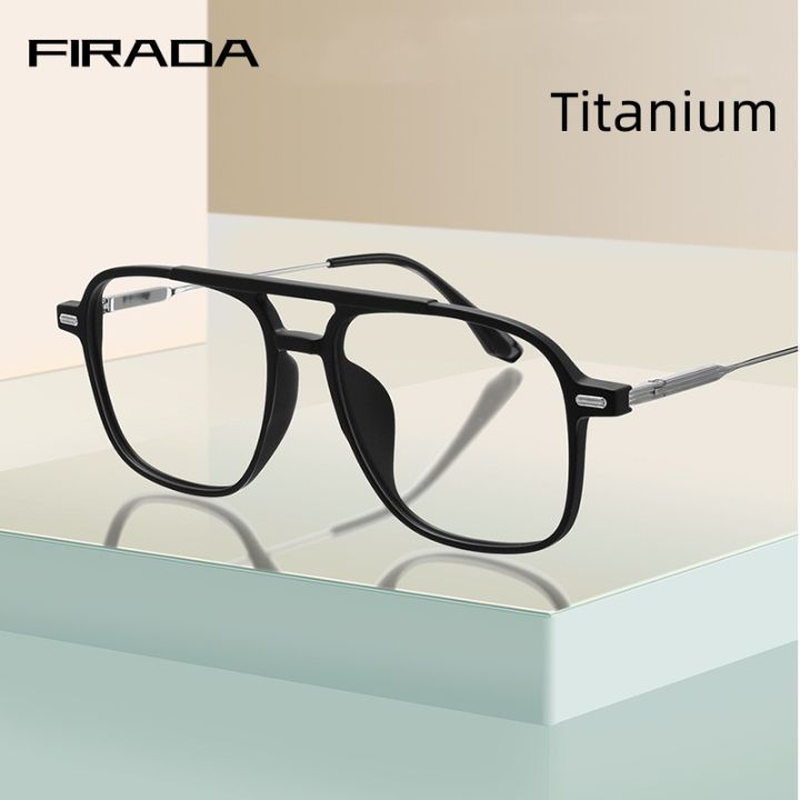 FIRADA New Fashion Eyewear Retro Double Beam Transparent Titanium