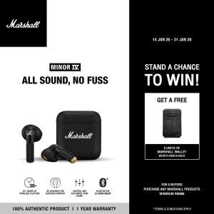 [OFFICIAL] MARSHALL MINOR IV WIRELESS BLUETOOTH EARBUDS BLACK - Earphone [1 Year Warranty + Free Shipping]