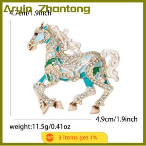 Aryio Vintage Court Style Enamel Galloping War Horse Brooches Pins For Women Clothing Accessories Men Fashion Suit Lapel Corsage