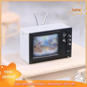 huhe DollHouse Miniature ornaments Mini retro TV toy ornaments
