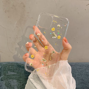 CrashStar เคสโทรศัพท์ดอกไม้แห้งจริงสำหรับ iPhone 15 14 13 12 11 Pro Max Mini X XR XS 7 8 6S Plus + SE 2020 ขายดีฝาหลัง แบบใสซิลิโคนอีพ็อกซี่แบบนิ่ม