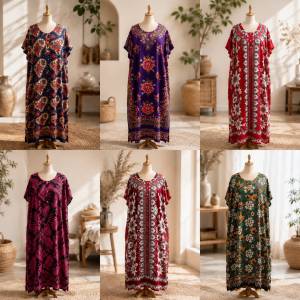 Baju Batik Dress Panjang/Baju Batik Wanita Size Besar/Batik Indonesia Aladdin Plus Size/Long Dress Batik Nighty Pajamas